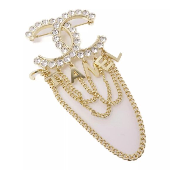 Authentic NEW Chanel Crystal Bow-Tiful CC Chain Brooch in Gold - Picture 3 of 9